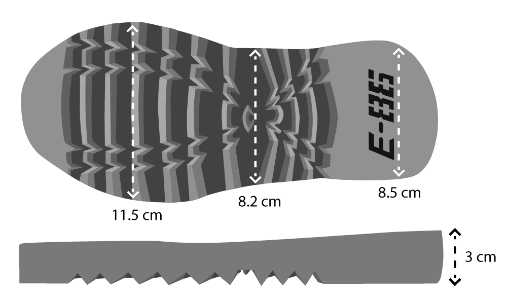Footwear Technical Illustration, tread diagram