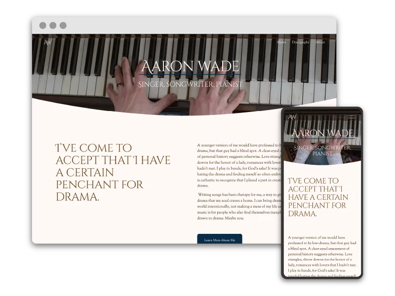 mobile and desktop display for squarespace musician website
